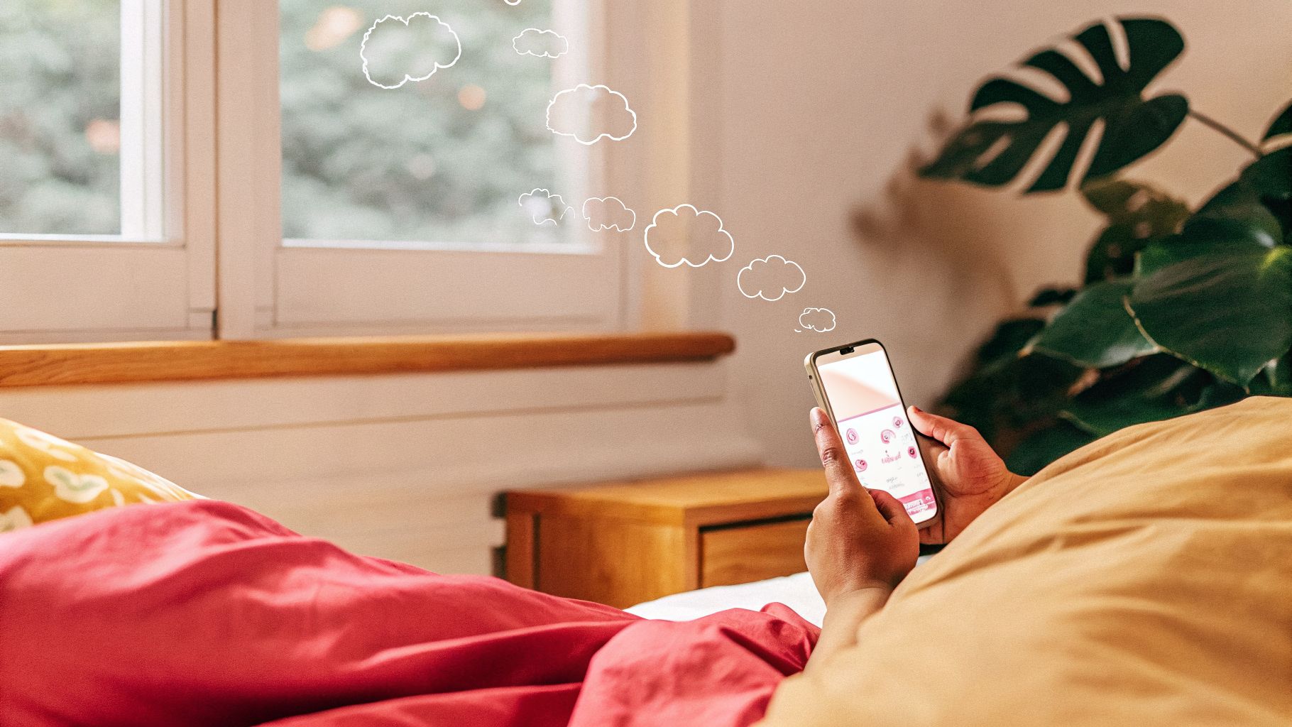 Burnout identity patterns keeping you awake at night while checking a glowing phone in bed
