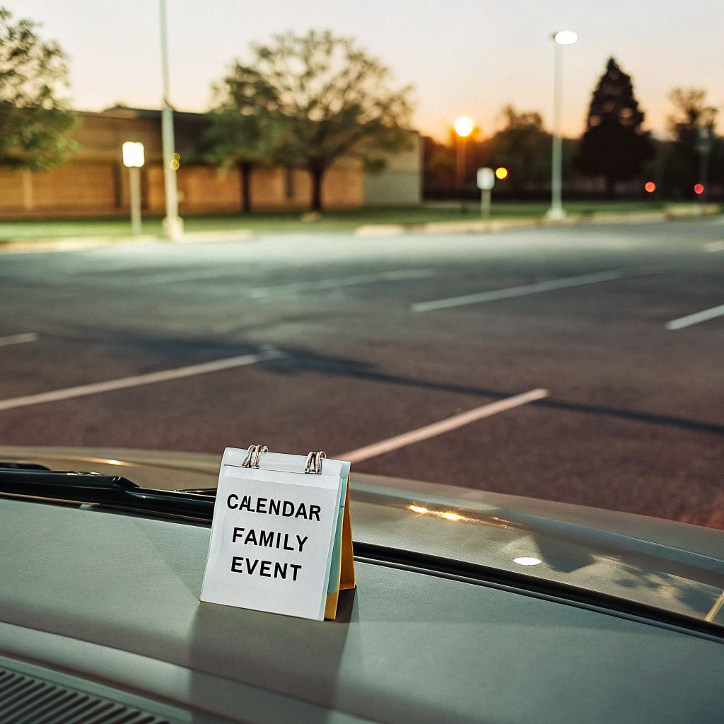 Empty school parking lot after a night game