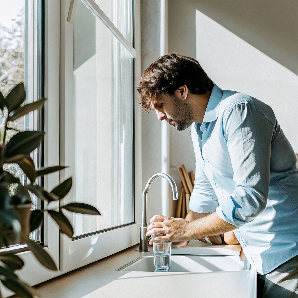 stressed professional frozen at kitchen counter