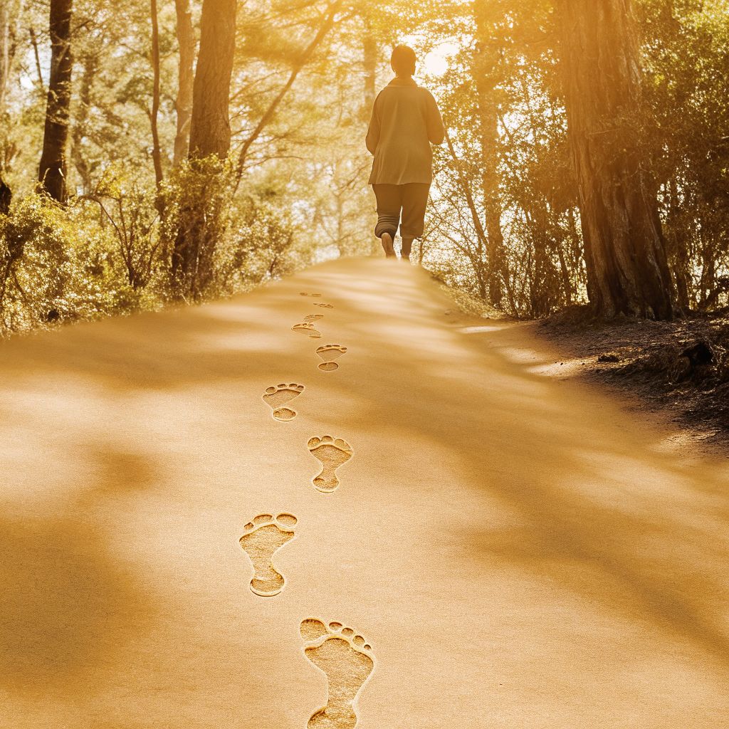 person noticing repeating life patterns outdoors
