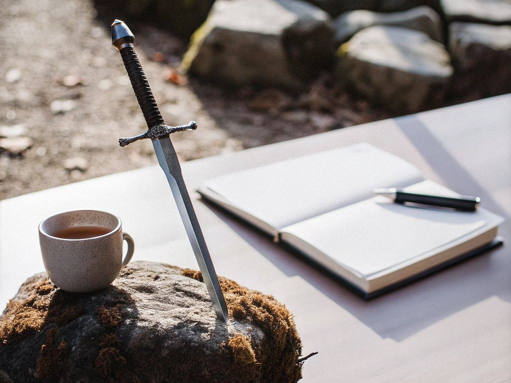 sword resting on stone