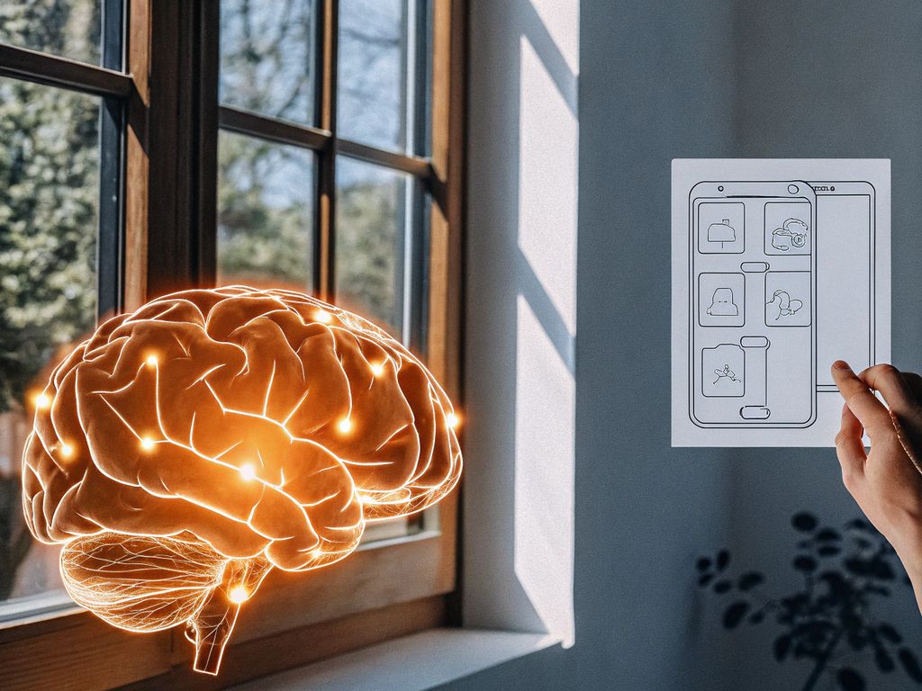 illustration of brain pathways linked to smartphone use