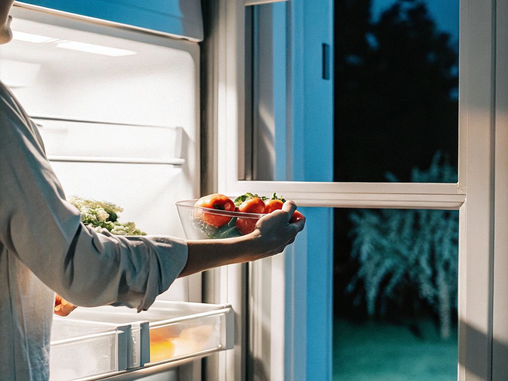 Person choosing healthy food at night