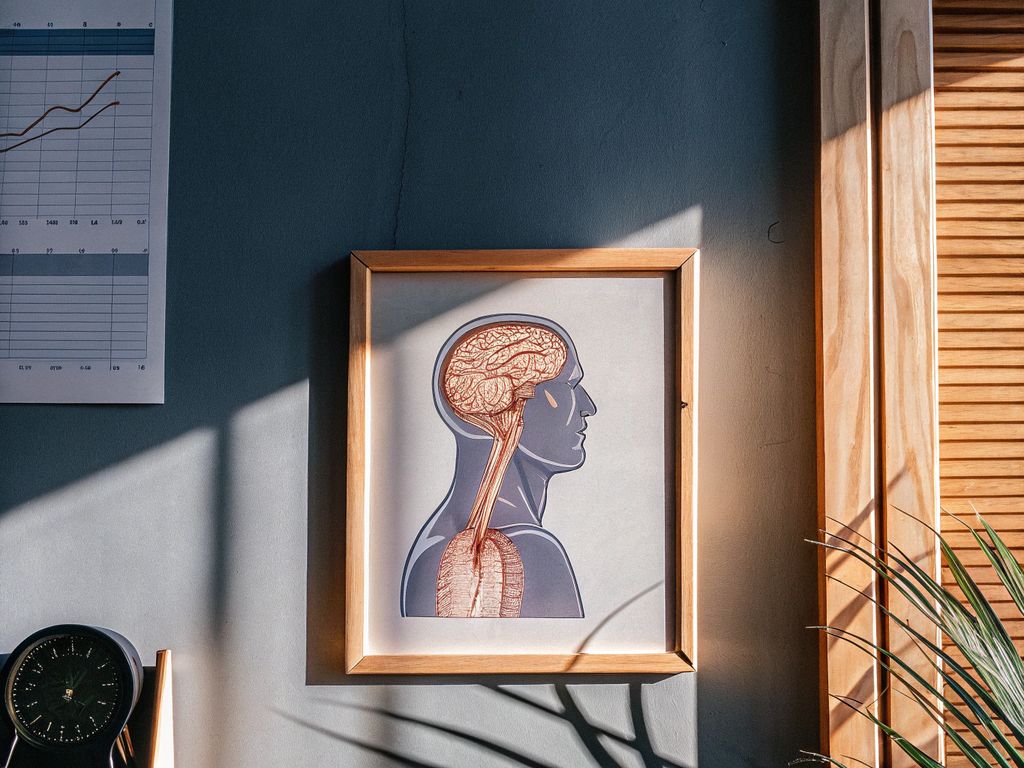 Diagram showing brain, vagus nerve, and heart rate variability