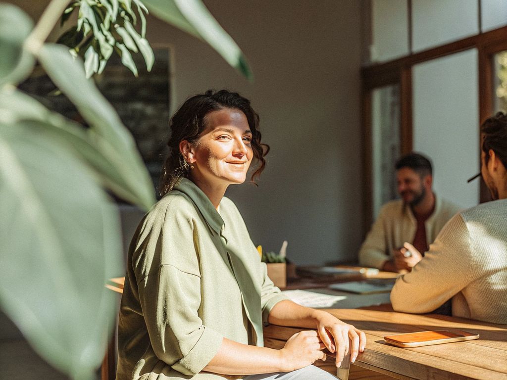 Woman at work looking calm and self-assured