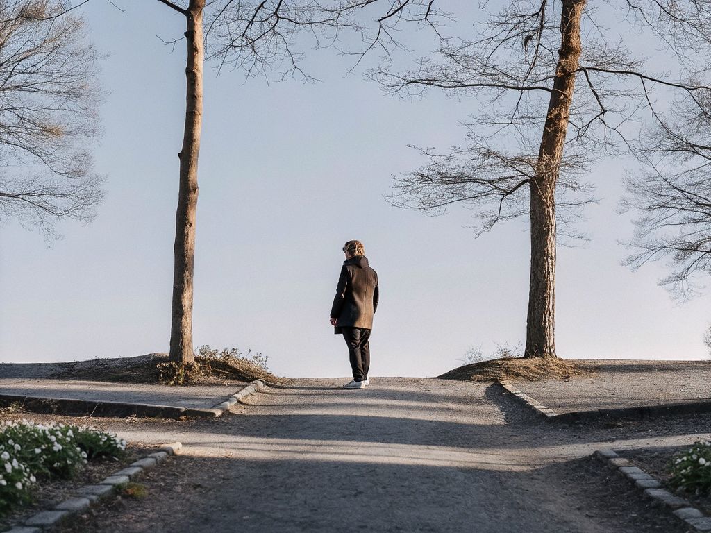 person standing at crossroads, choices ahead