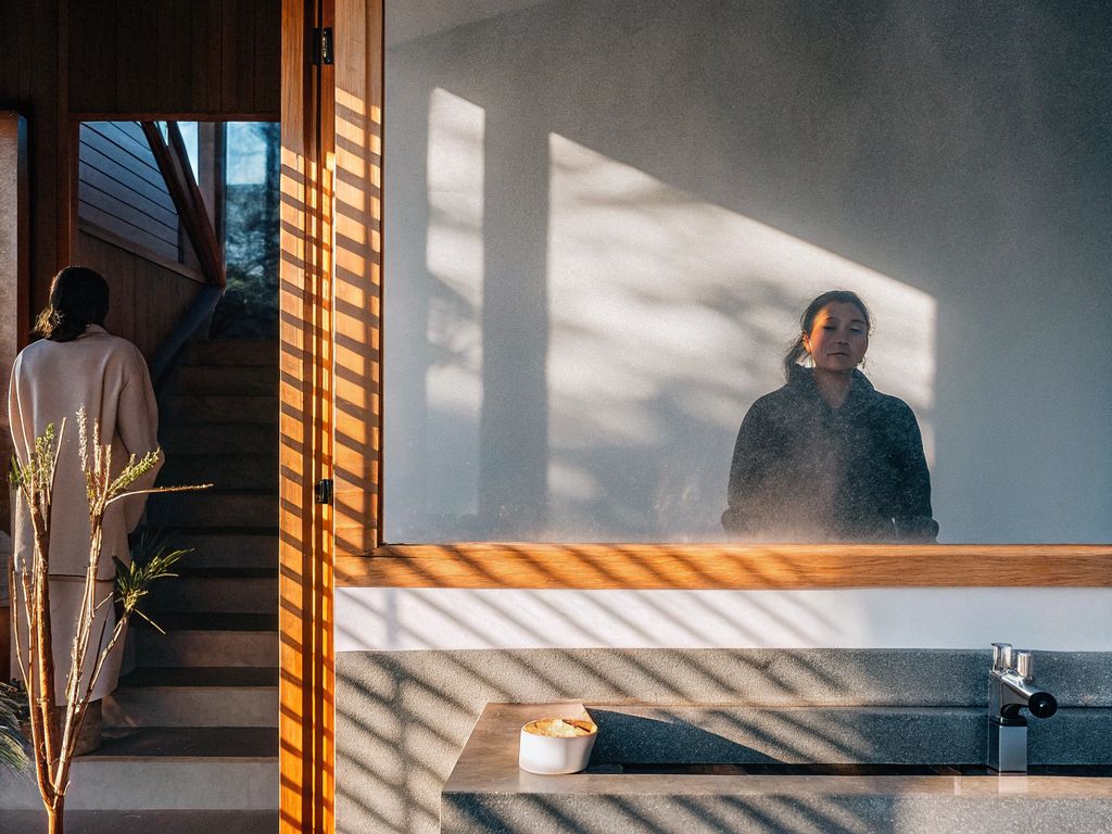 person looking into a foggy mirror