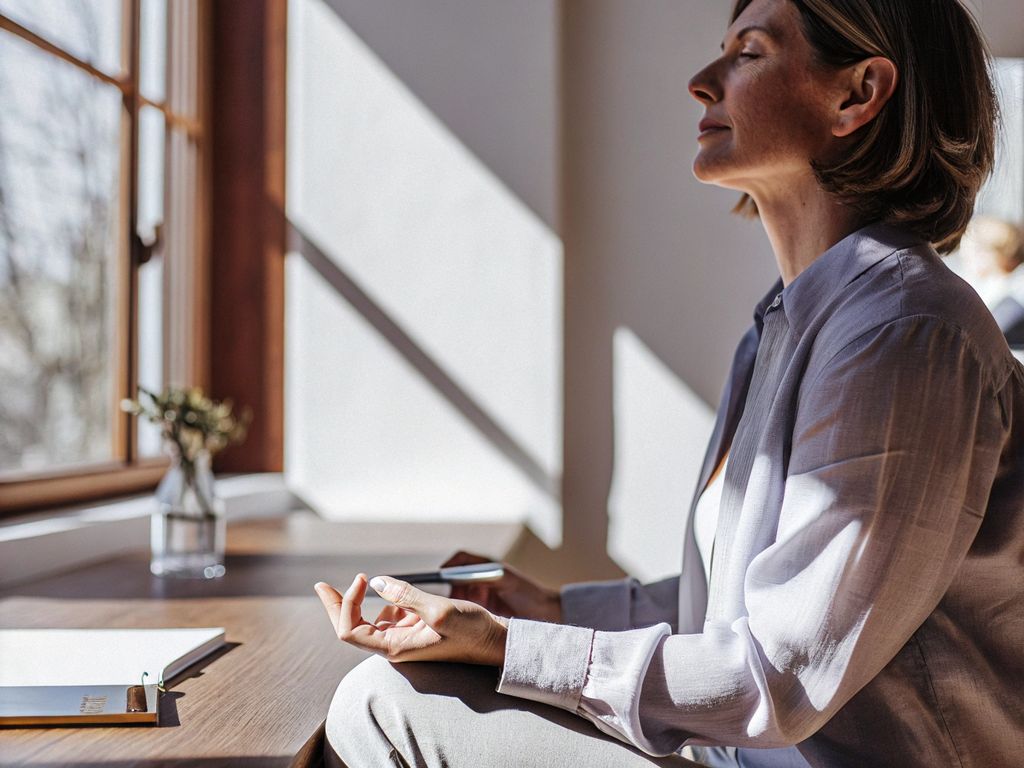 leader taking a mindful pause at work