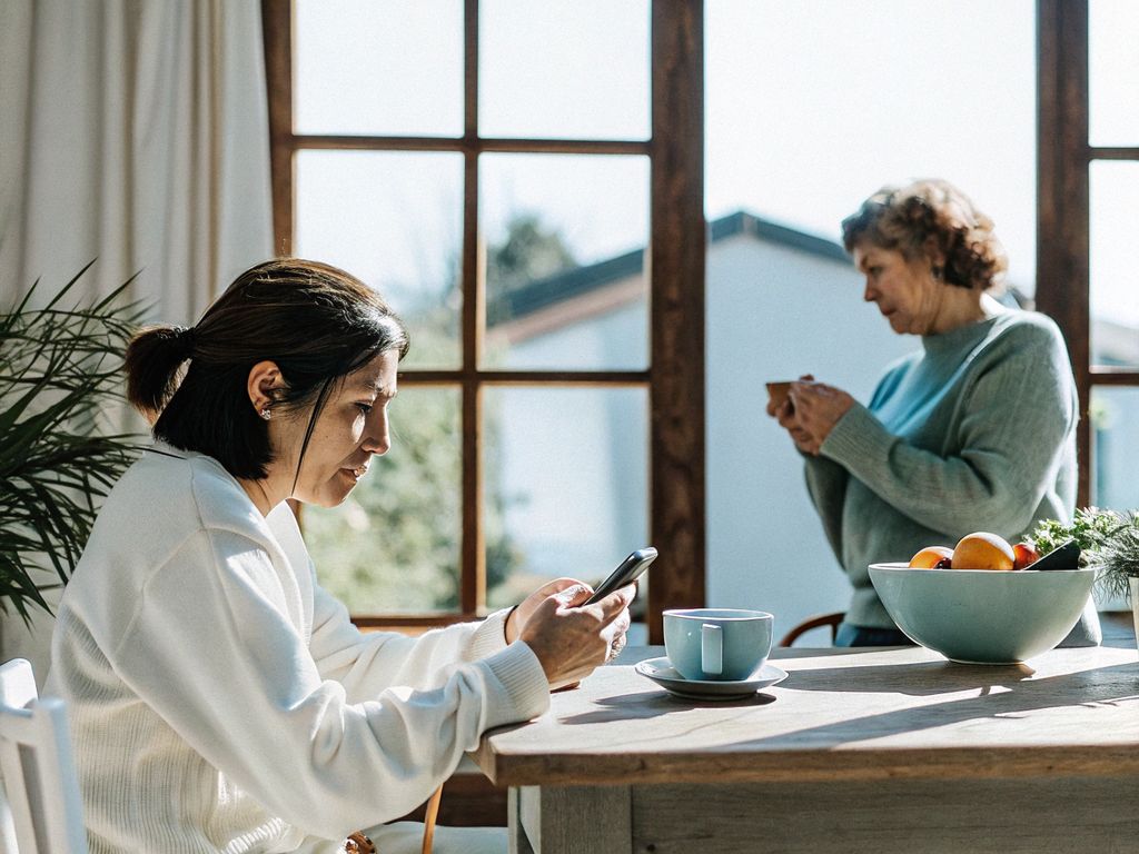 Distracted conversation with phone in hand