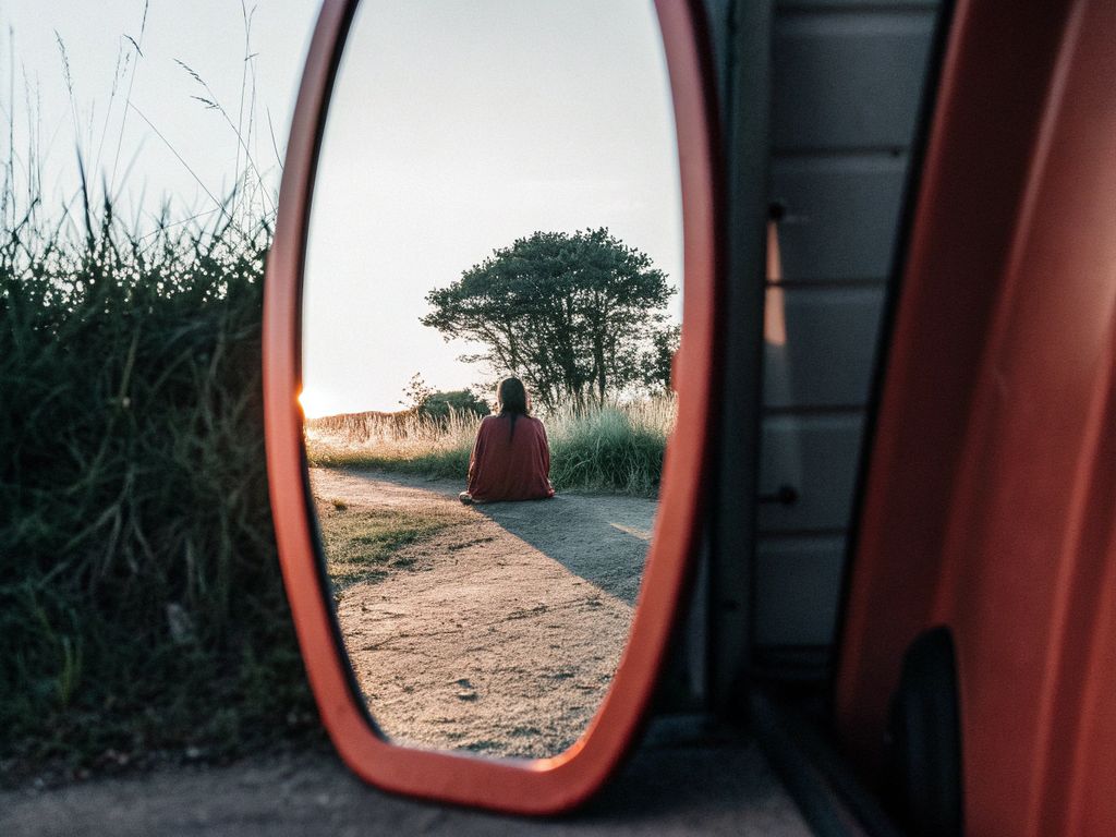 person sitting quietly at dusk, deep in thought