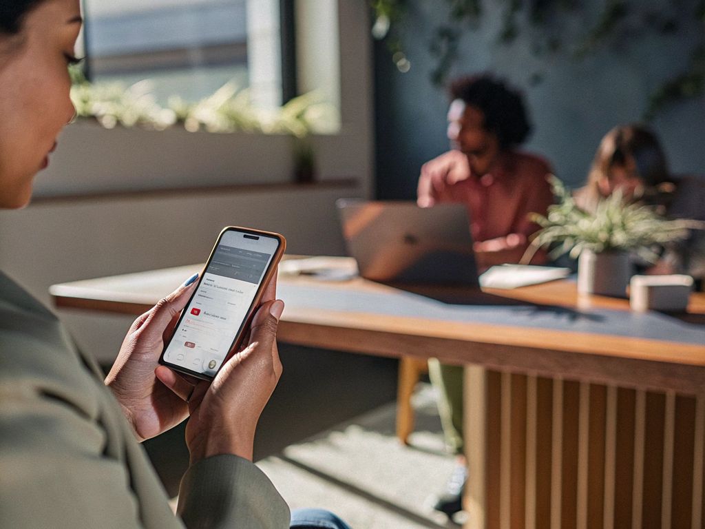 person looking at phone surrounded by open apps
