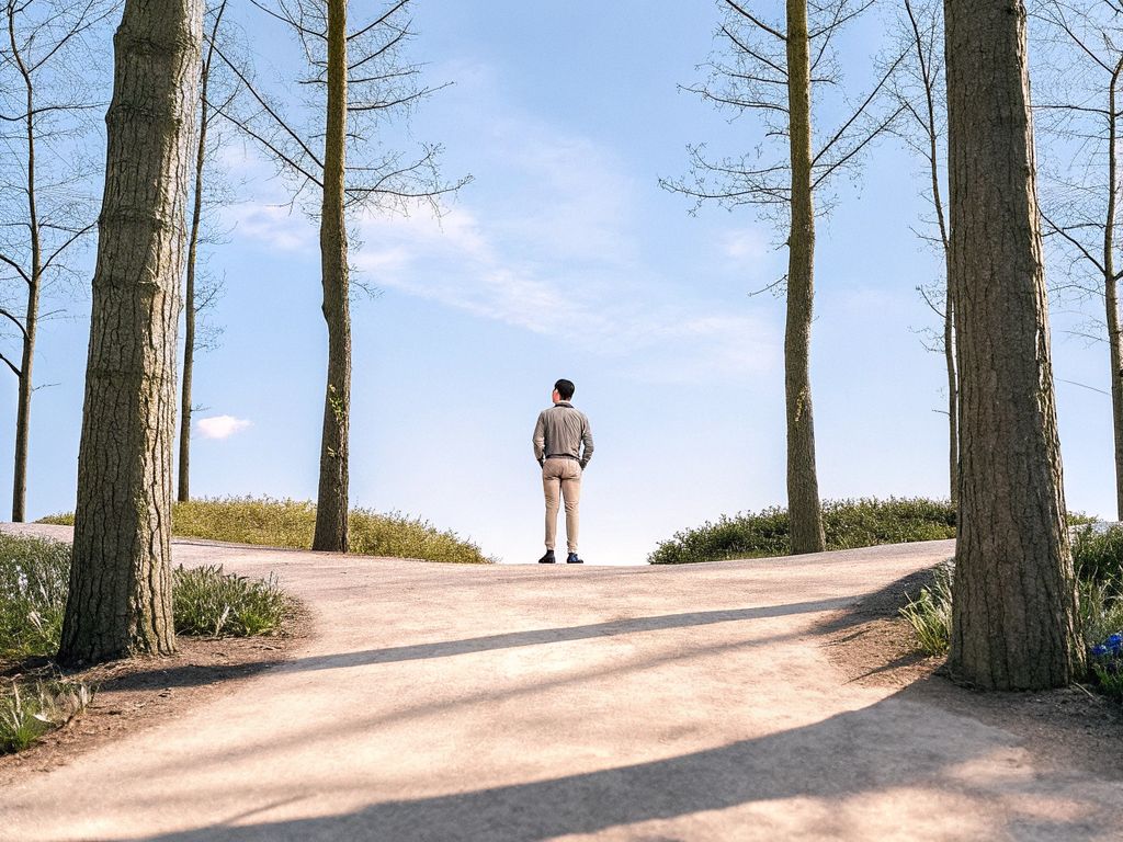 person at a crossroads choosing a clear path
