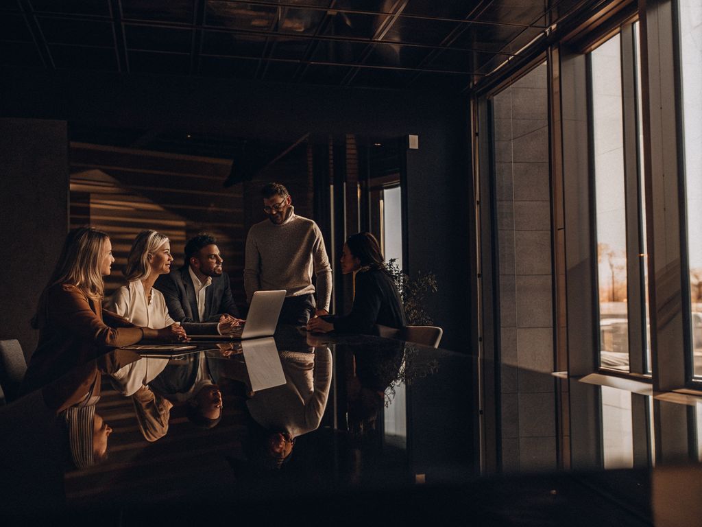 diverse team collaborating calmly