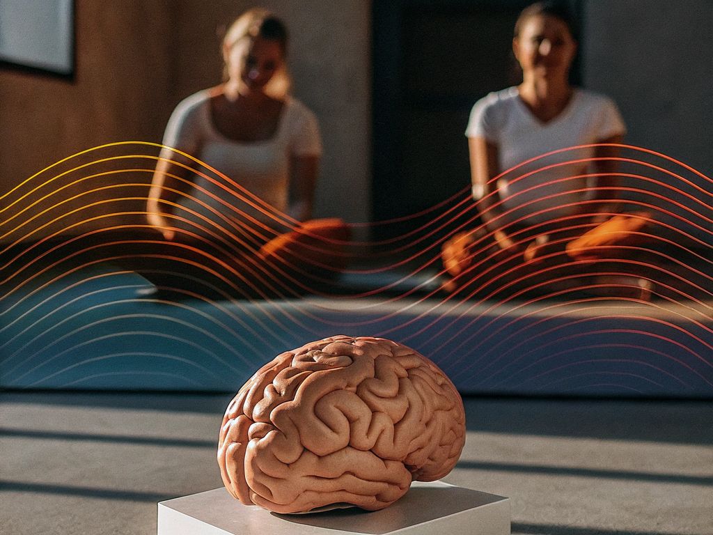 Brain with colorful resonance waves