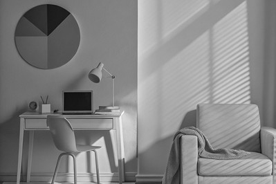 home workspace with clear zones for work and rest