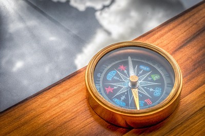 compass with emotions as directional signals
