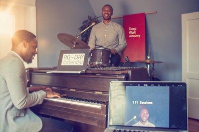 jazz trio next to a calendar and muted phone