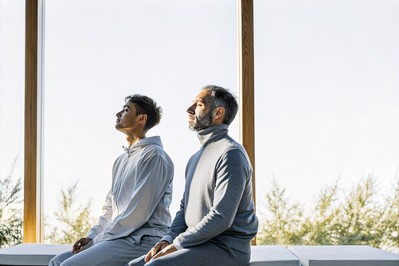 athlete and executive eyes closed breathing