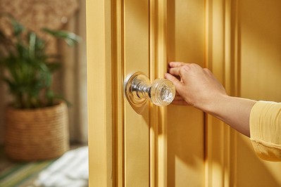hand turning a doorknob labeled 'today'