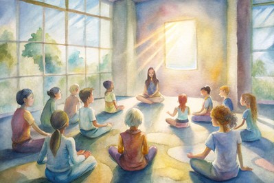 Students and teacher in a calm classroom circle