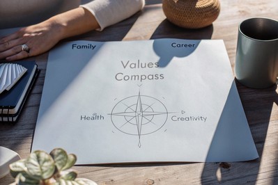 values compass sketch connecting life domains