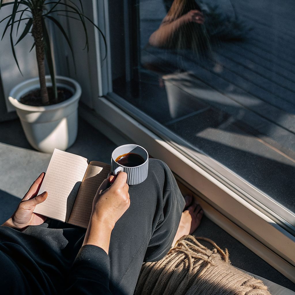 Person journaling with tea, reflecting on the power of inner alignment and daily choices