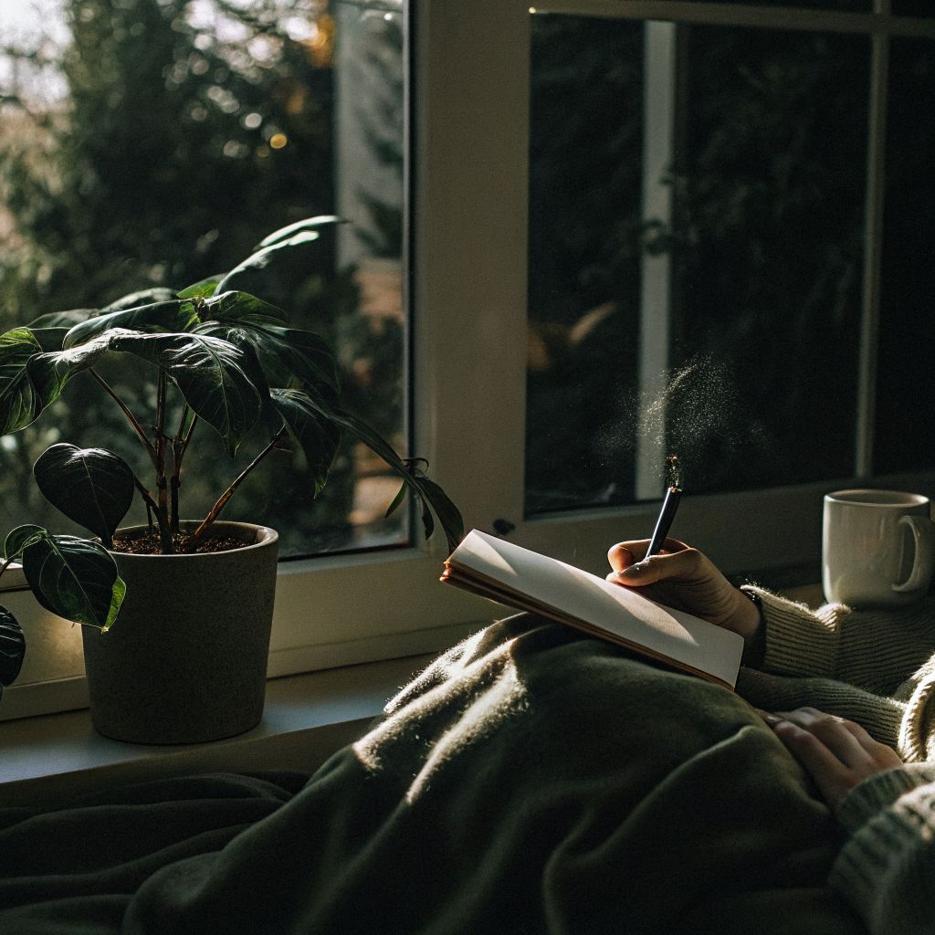 Inner alignment journaling by a window in morning light