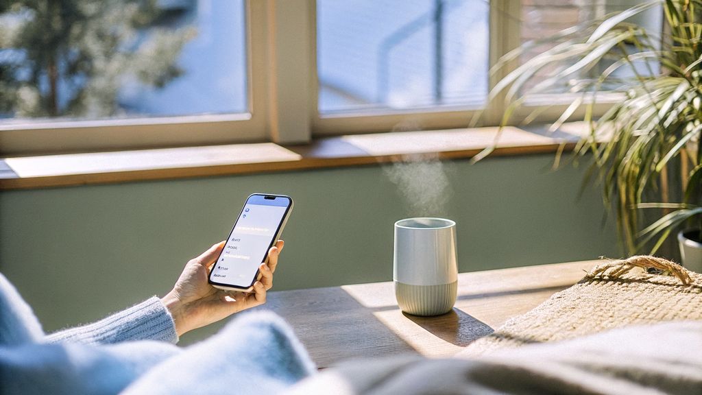 Awareness and change: pausing with a hand on a phone before scrolling