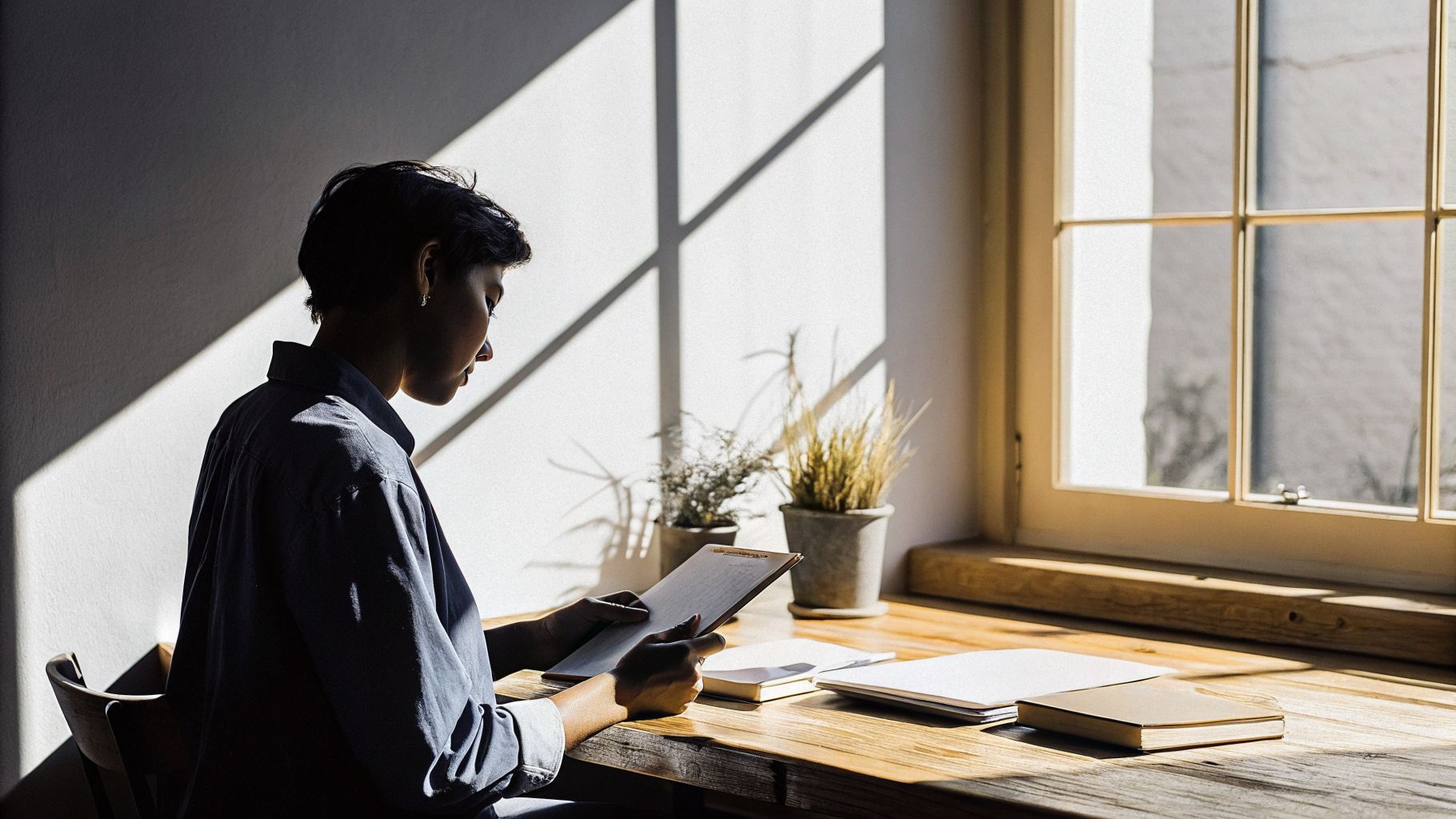 Professional reflecting in a notebook—emotional patterns for success start with self-awareness