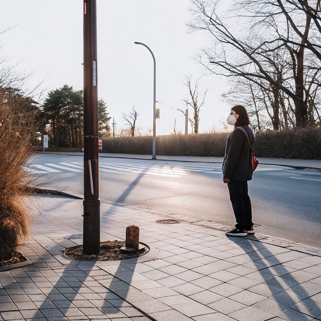 person pausing on a city sidewalk, choosing a new direction
